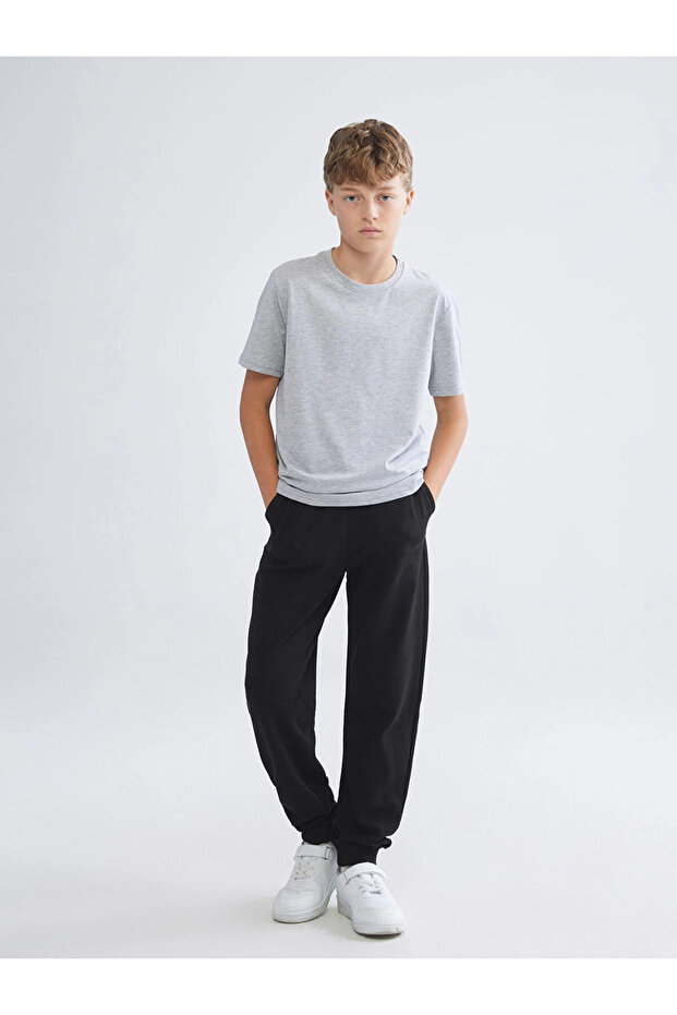 Lcw Kids Black Elastic Waist Boy's Jogger Sweatpants