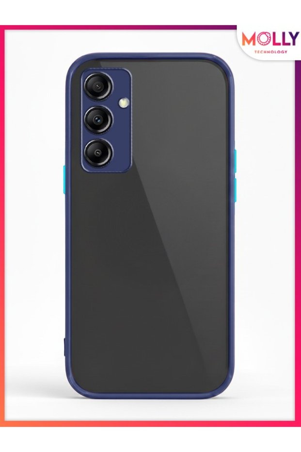 Frosted Silicone Phone Case with Navy Blue Edges for Samsung Galaxy A15