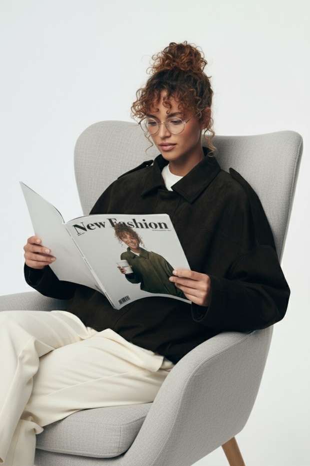 Kadın Oversize Bomber Süet Ceket - 2