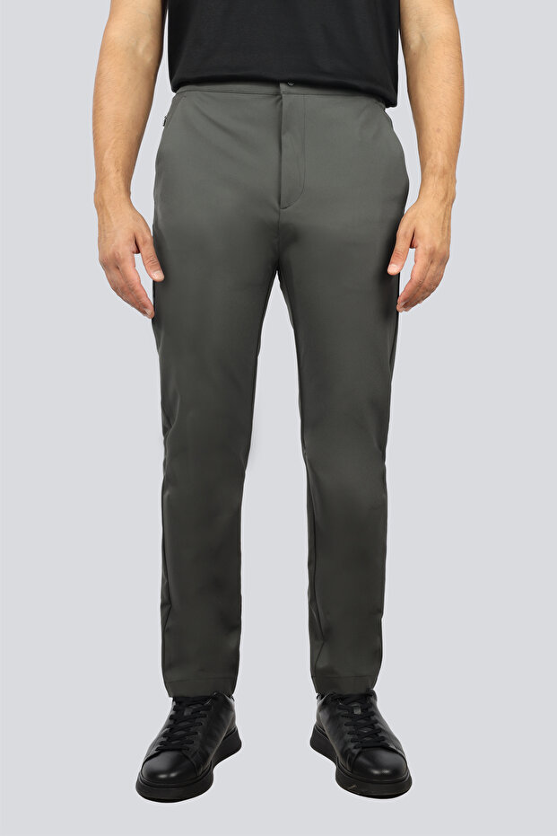 Men's Regular Fit Normal Waist Straight Leg Dark Green Trousers