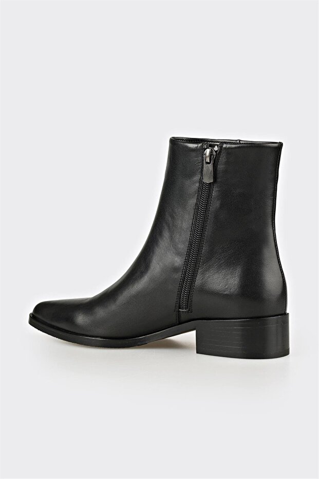 Siyah Deri Kadın Klasik Bot - 3
