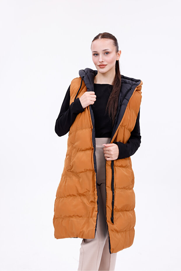 Women's Hooded Water and Wind Proof Double Sided Inflatable Vest