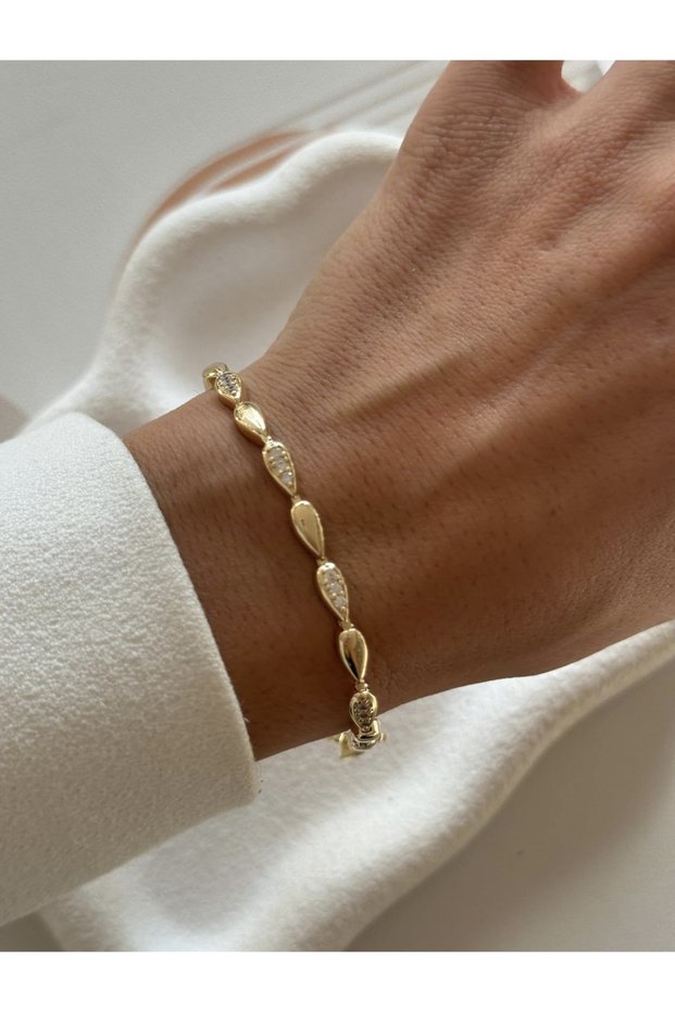 Steel Imported Gold Stone Drop Bracelet