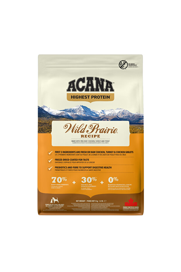 Highest Protein Wild Prairie Recipe Dry Dog Food 2KG
