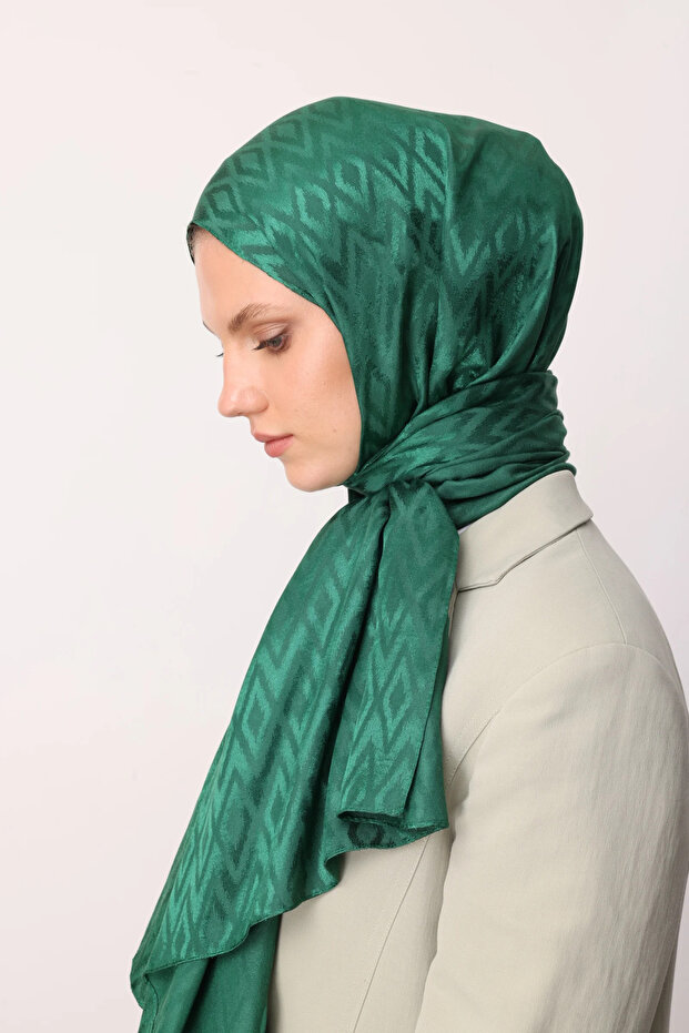 Tile Pattern Shiny Jacquard Shawl - 3