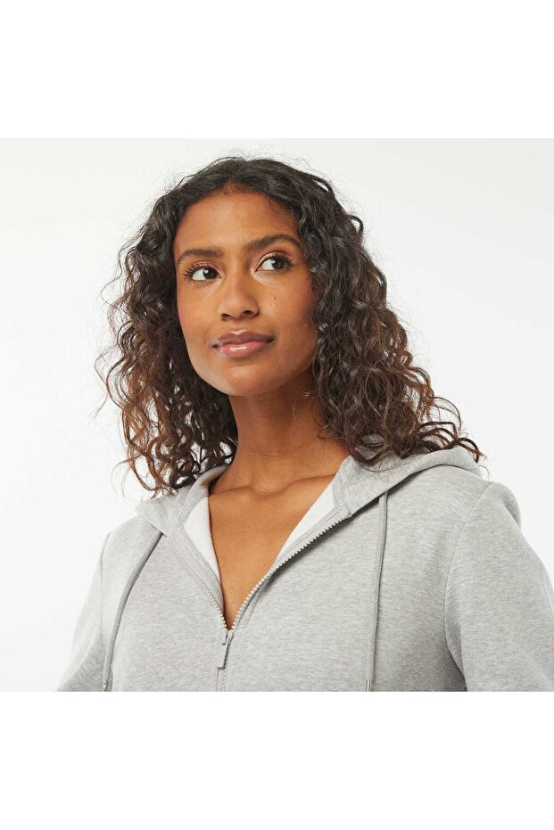 هودي أساسي بسحاب باللون الرمادي - 5