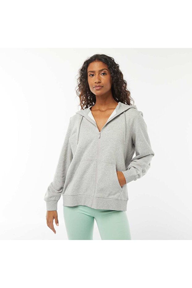 هودي أساسي بسحاب باللون الرمادي - 3