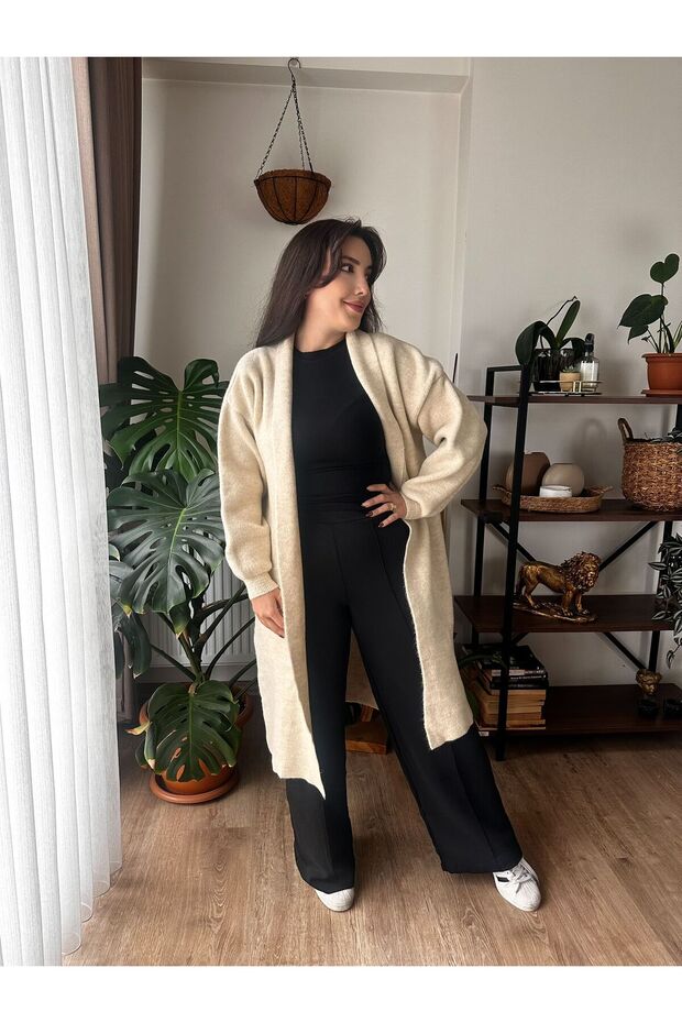 سترة طويلة محبوكة