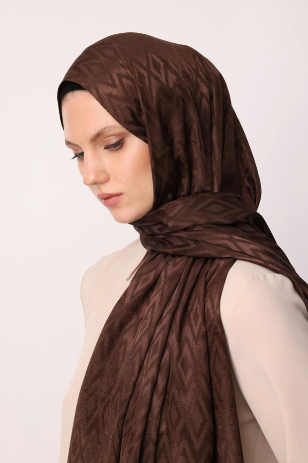 Tile Pattern Shiny Jacquard Shawl - 3