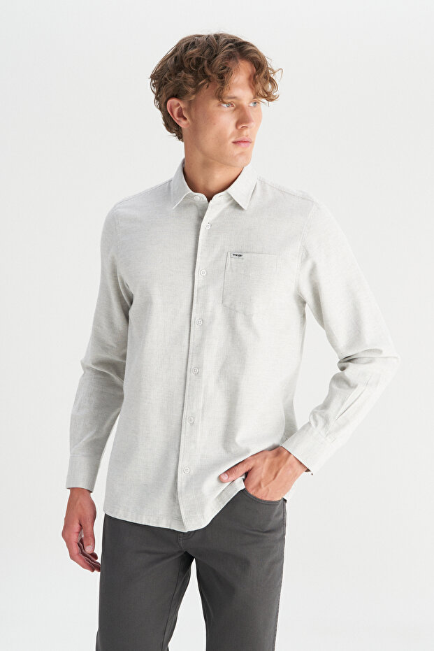 100% Cotton Regular Fit Normal Cut Gray Shirt