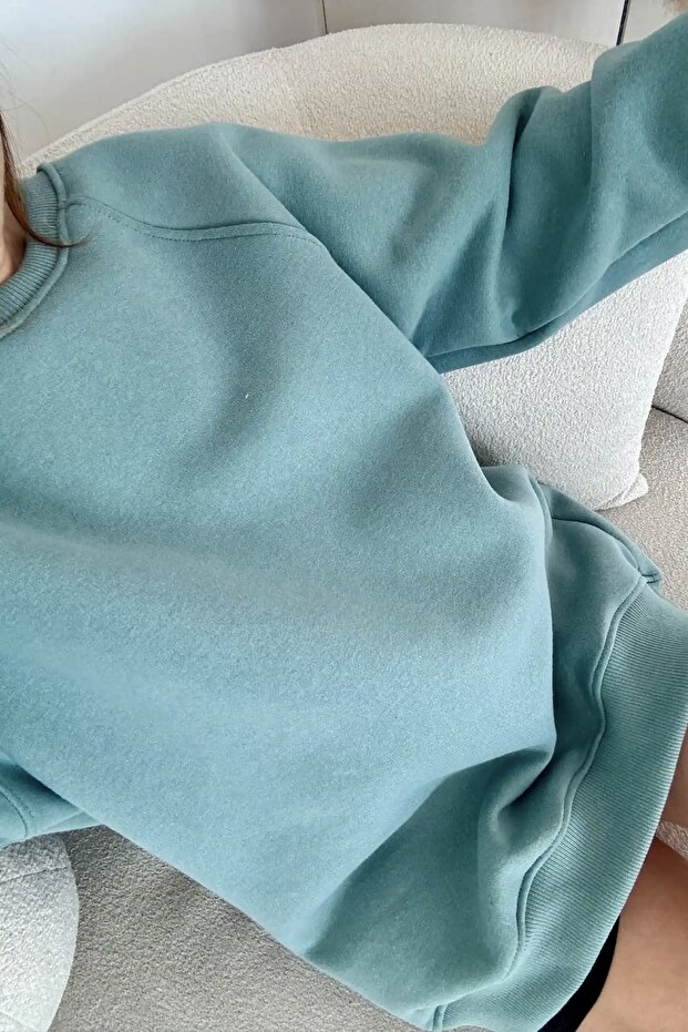 Polarlı Kalın Üç İplik Sweatshirt G4592 - 1