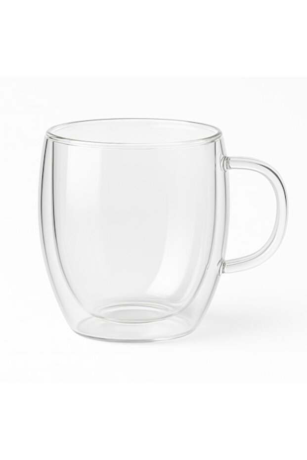 double-walled glass mug, 250 ml, transparent, comfortable handle - 1