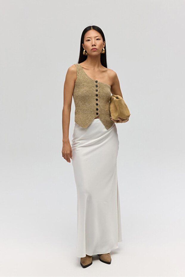 Elvar Tek Omuz Vizon Triko Crop - 6