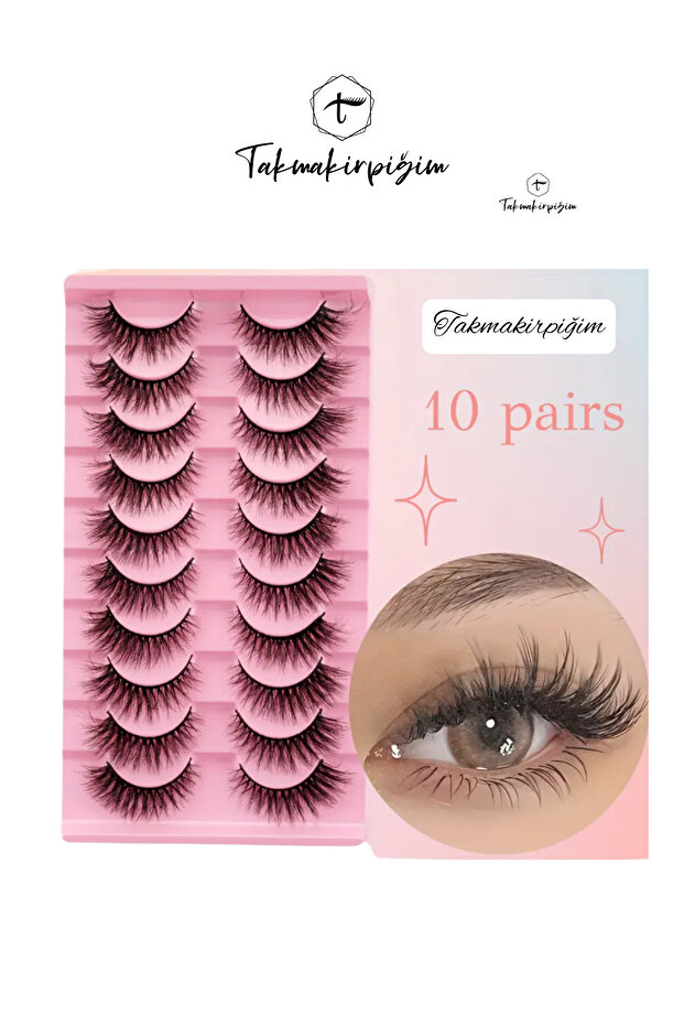 10 Çift Cat Eye Kedi Göz Takma İpek Kirpik Powerliner Şeffaf Kalem Yapıştırıcı - 2