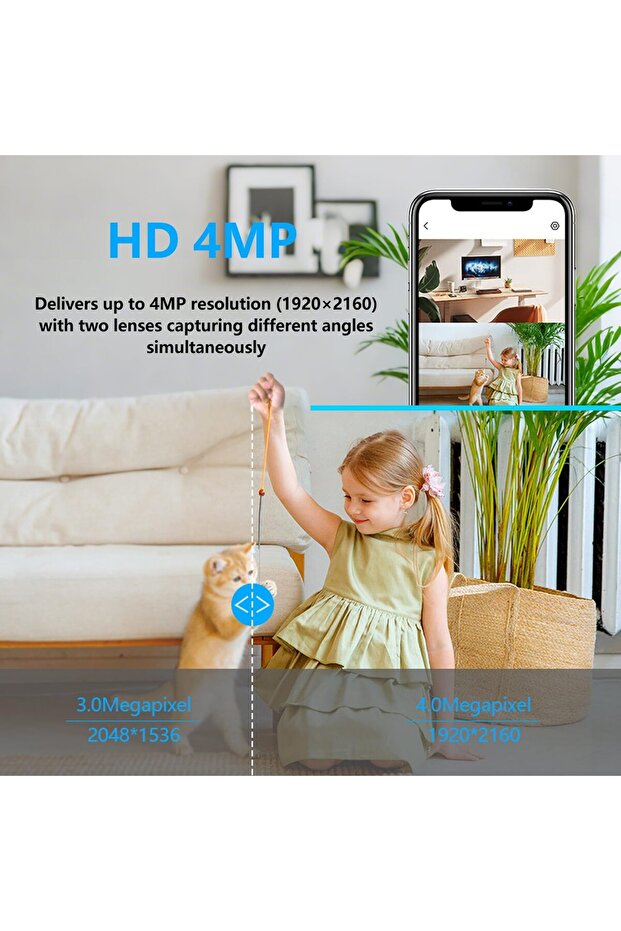 1080P Dual-Lens Robot Camera | 360° View, AI Motion Detect, 2-Way Audio, Color NV - 3