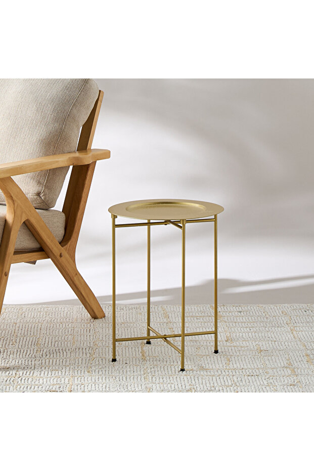 طاولة جانبية مستديرة منقوشة - 36×46 سم - 1