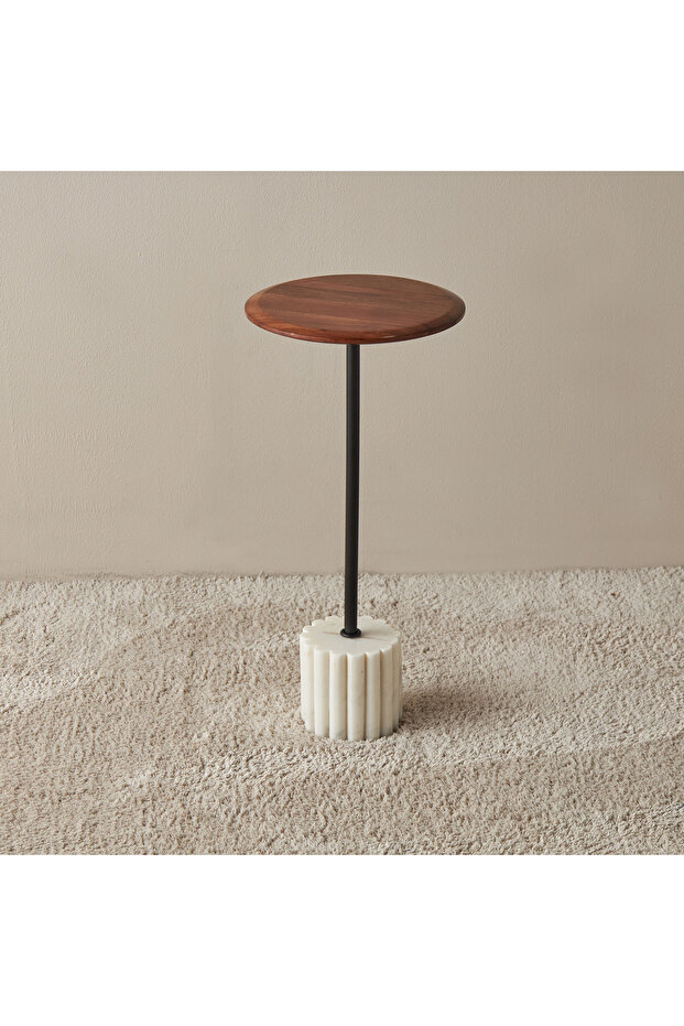 Wooden Round Top Accent Table - 26x55x26 cm