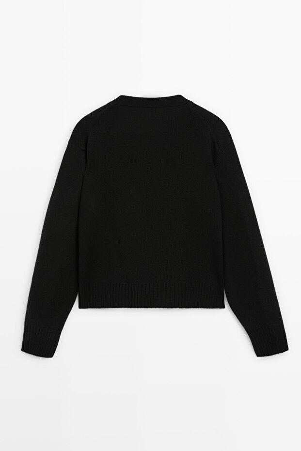 Dore düğmeli V yaka triko hırka - 8