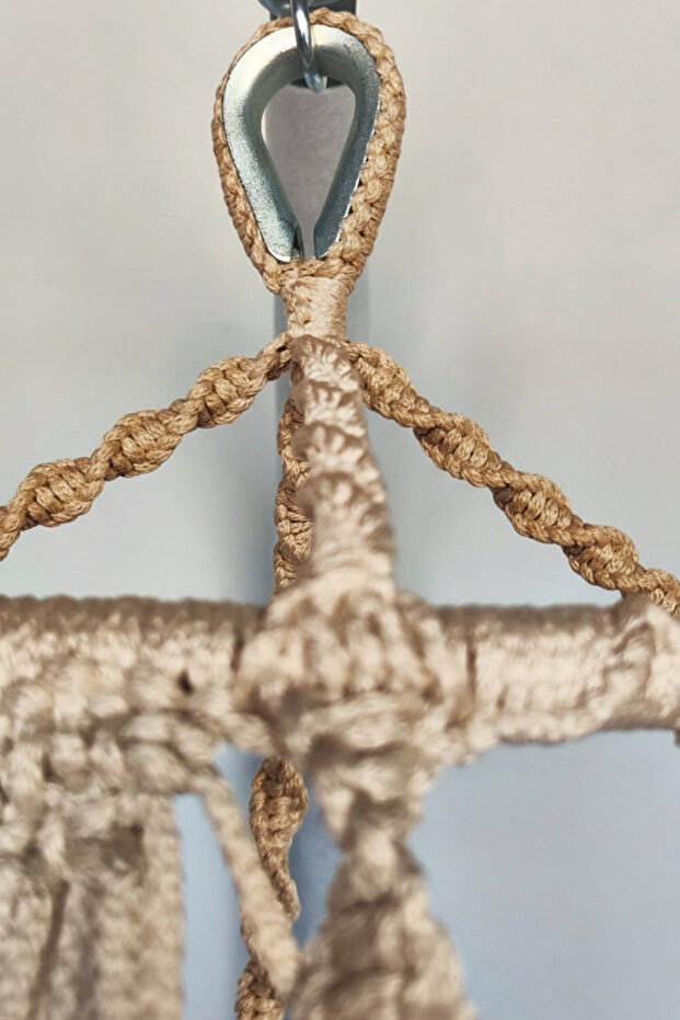 Tek Kişilik Makrome El Örgüsü Salıncak MİS38001BejM (Sadece Salıncak + Minder) - 4