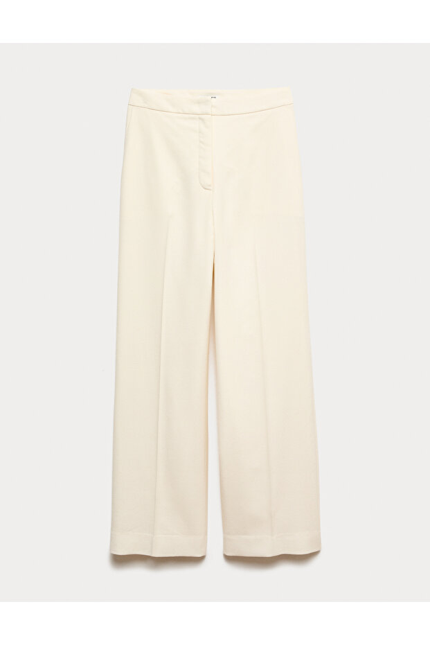%100 Yün Geniş Paça Pantolon - 1