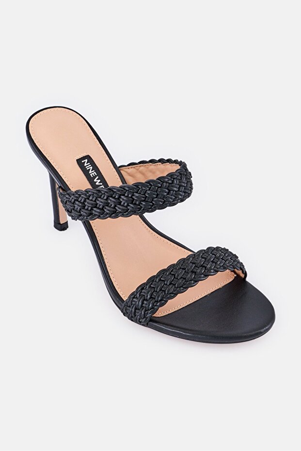 Women Braided 2 strap Slip On Sandals, Black