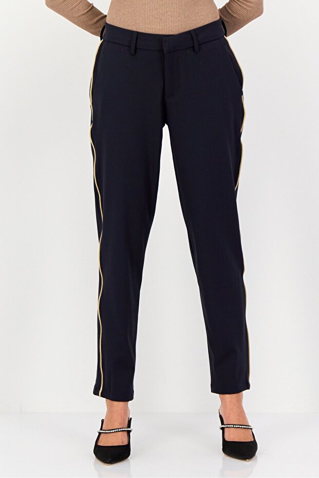 Women Regular Fit Solid Dress Pants, Dark Navy