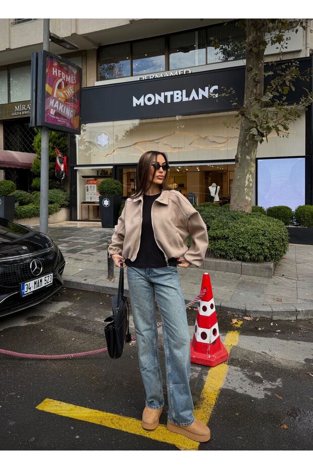 Bej Bomber Ceket - 7