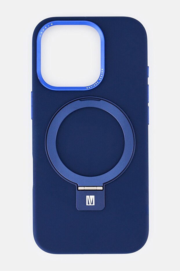 iPhone 16 Pro Iris Magsafe Liquide Silicone Case With Ring Stand, Navy