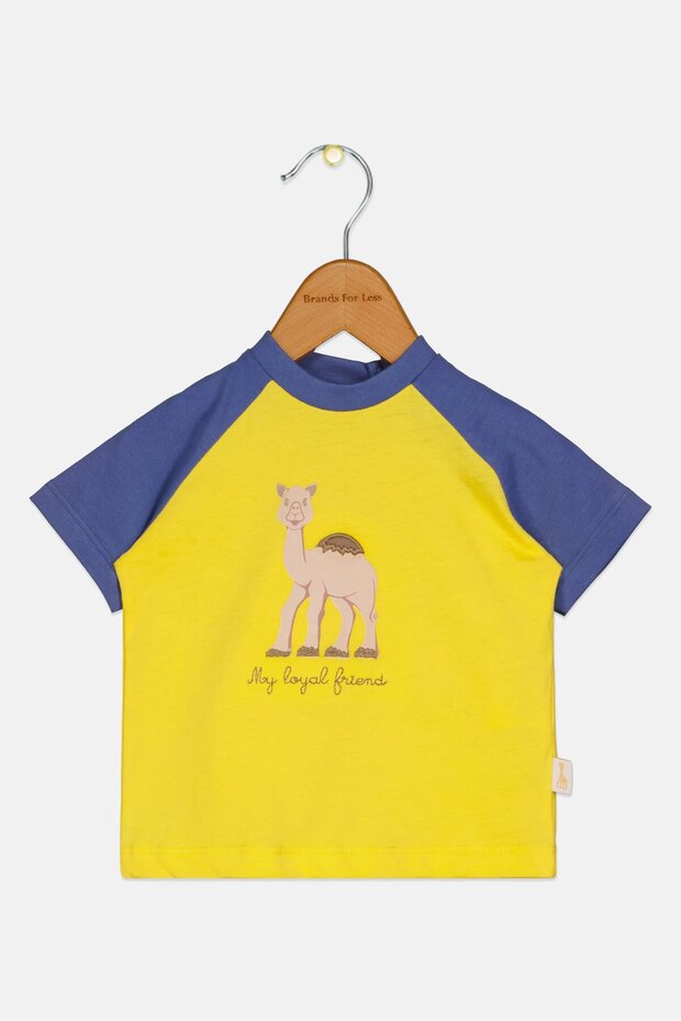 Toddlers Boy Crew Neck Graphic Print Short Sleeve Top, Yellow