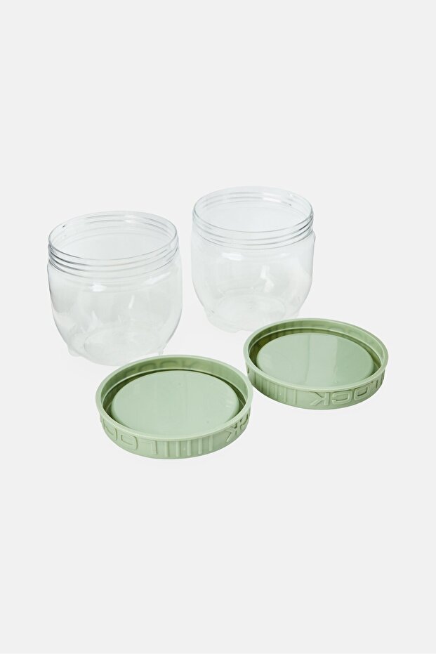 2 Pcs Round Plastic Stackable Storage Set, Sage - 3