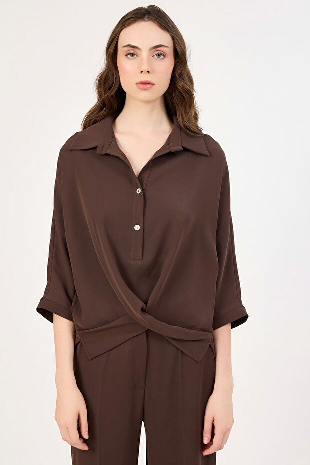 Düğüm detaylı gömlek - 1