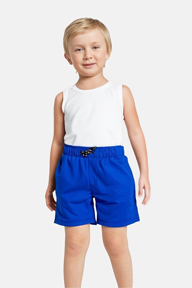 Kids Boy Plain Basic Shorts, Blue - 1