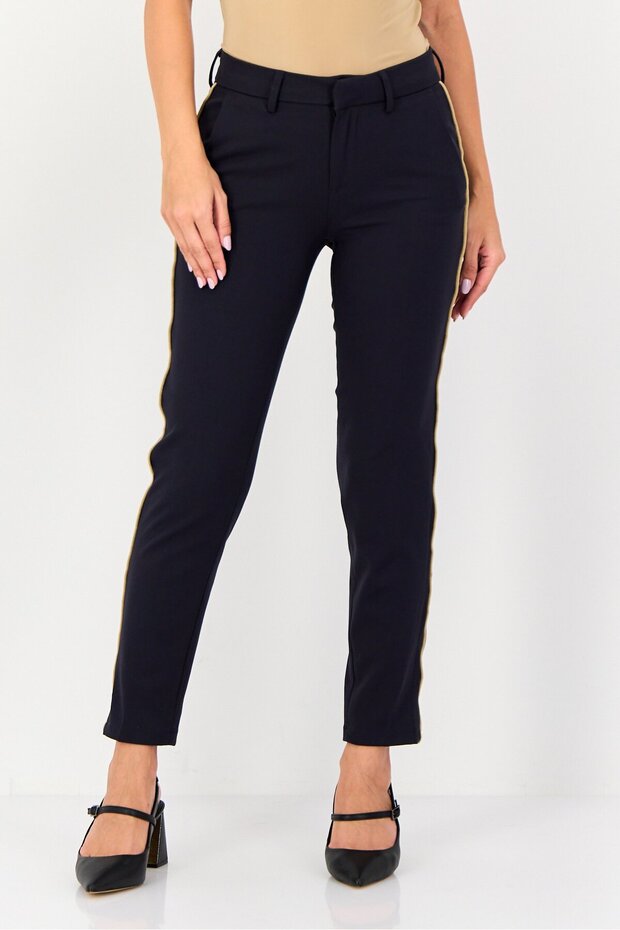 Women Regular Fit Mid Waist Solid Dress Pants, Dark Navy
