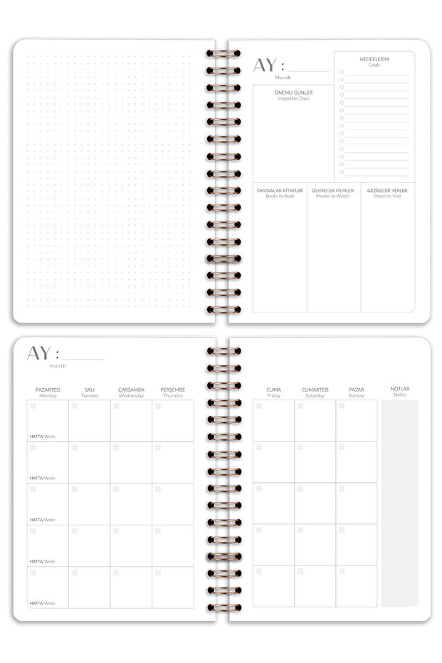 A5 Spiralli Süresiz Planlayıcı Ajanda Manzara - 7