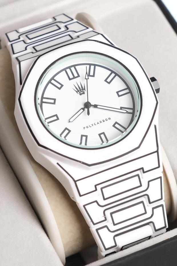 Feather Line Polycarbon White Wristwatch