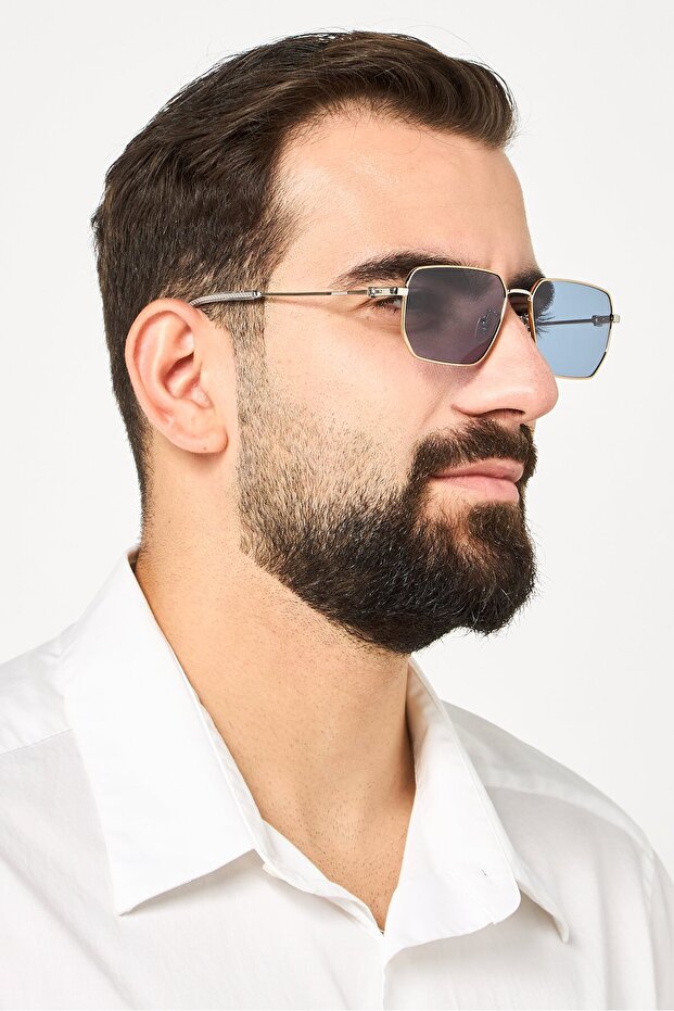 Men SPLN40 Rectangular UV Rays Sunglasses, Gold - 5