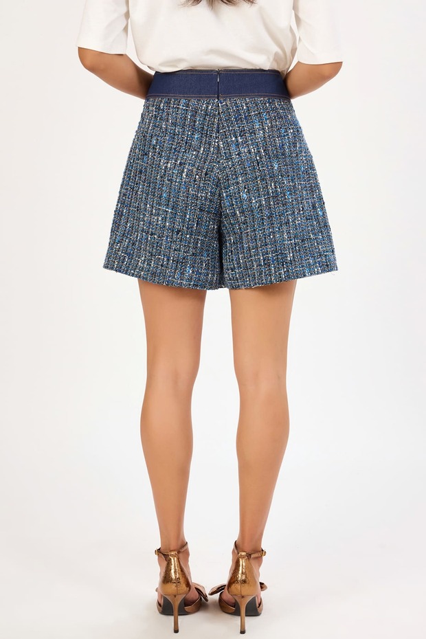 Kontrast dikişli şort etek - 2