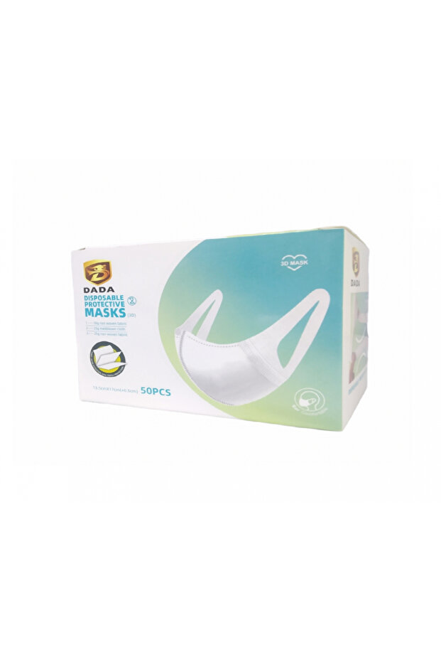 3D Protective Masks, White, 50 Pcs