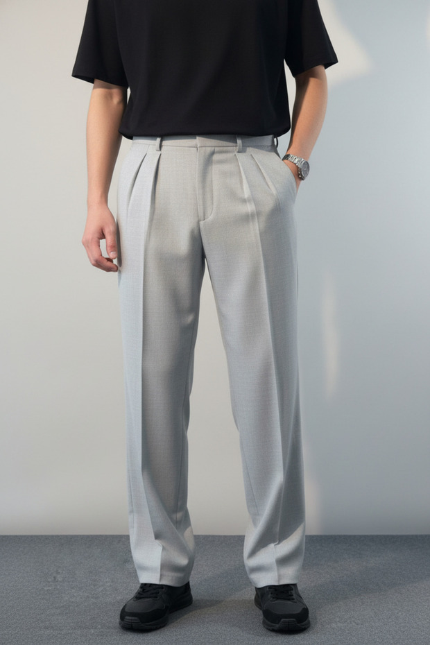 Men's Stone Color Lace-Up Jogger Model Baggy Fit Trousers