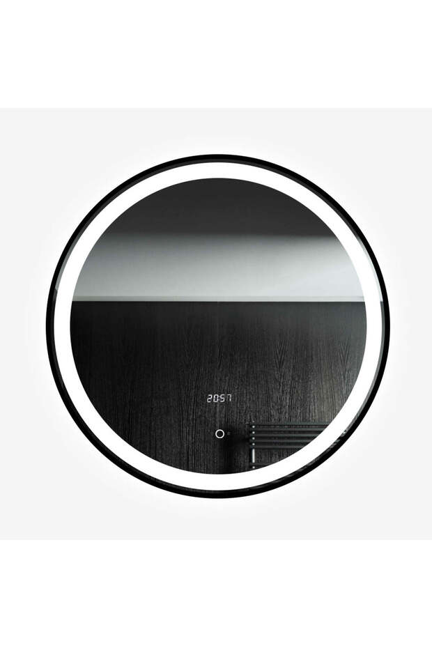 LED and Touch Mirror, with Motion Sensor, 70 x 70 cm, Matte Black Frame - 4