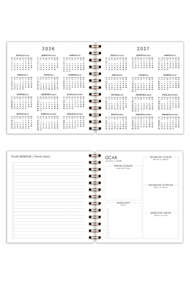 15x15 cm Kare 2'li Set Spiralli 2026 Yılı Haftalık Ajanda ve Defter - 7