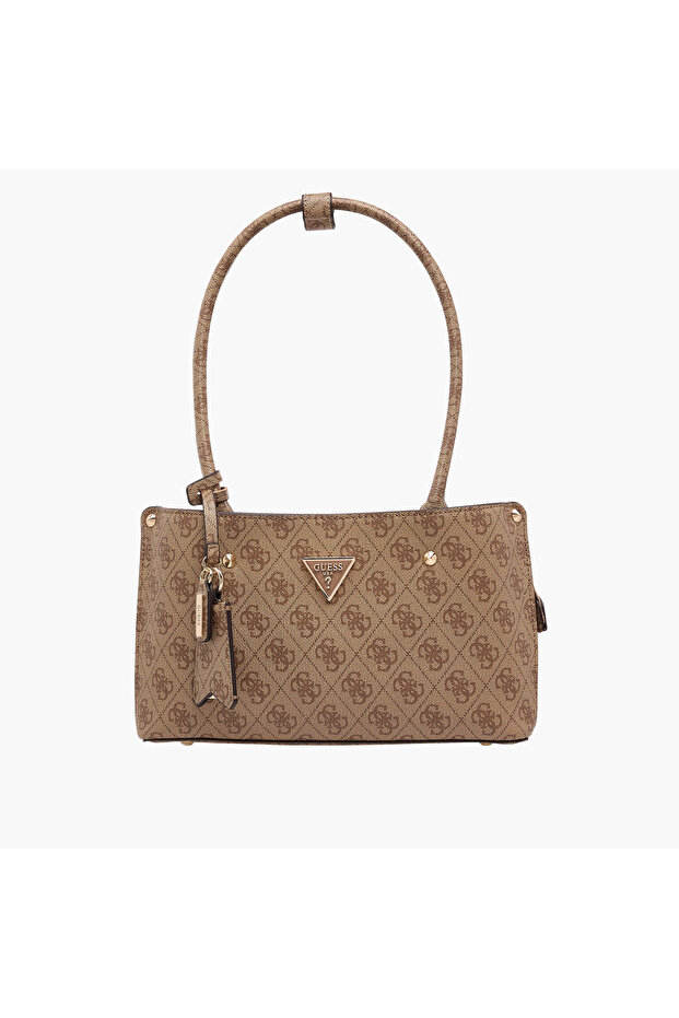 Monogram Texture Shoulder Bag with Double Handle
