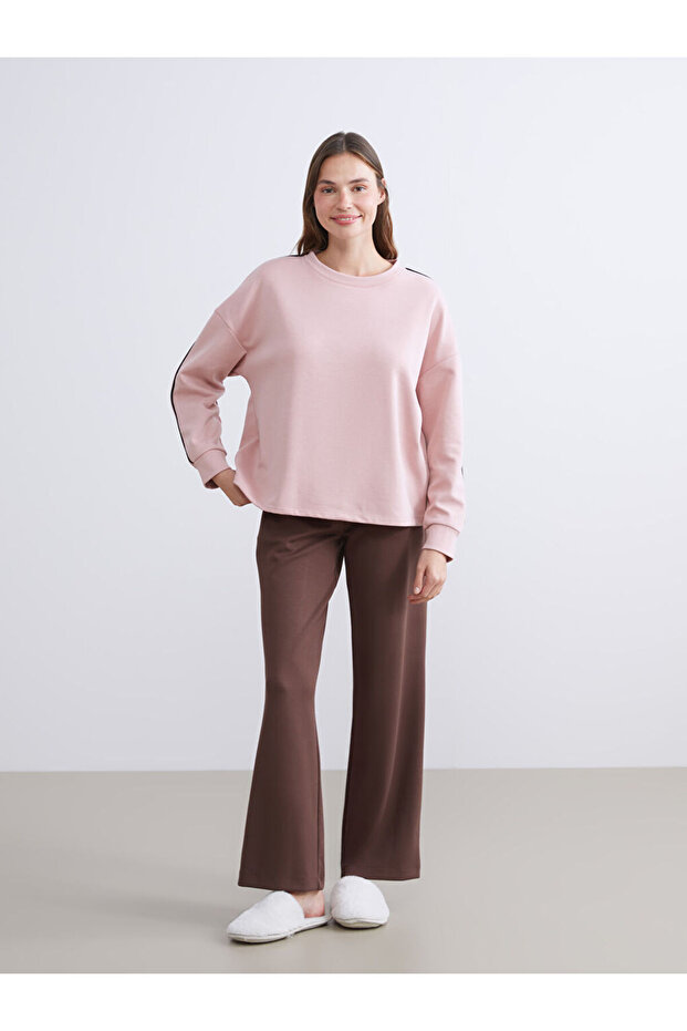 Bisiklet Yaka Oversize Kadın Pijama Üstü - 2