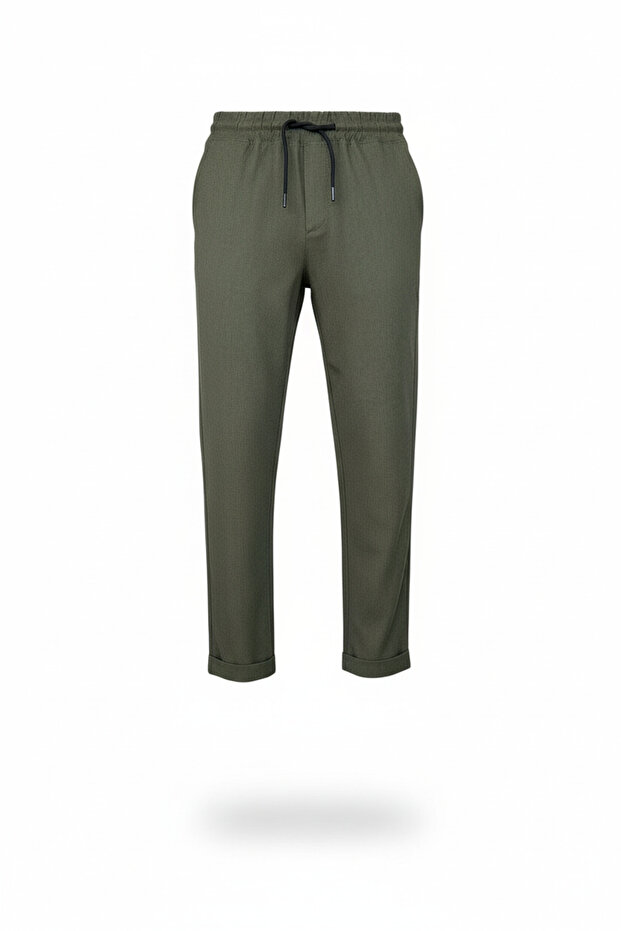 Men's Gray Lace-Up Jogger Pants Casual Comfortable Elegance
