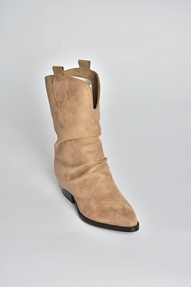 V404041002 Vizon Süet Kalın Topuklu Kadın Bot - 5