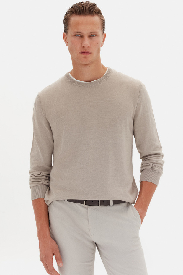 Ds Damat Regular Fit Vizon Düz Örgü Kazak - 3