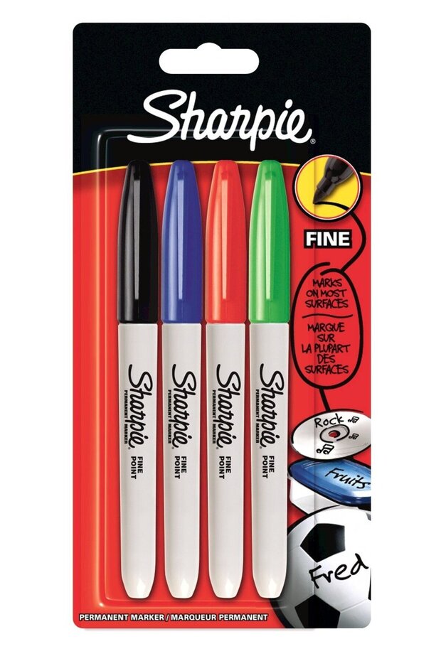 Set of 4 Fine Point Basic Markers, bullet tip 0.9 F - 4
