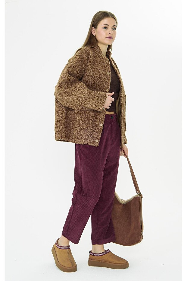 Cinnamon Wool Blend Jacket Kadın Mont Kahve - 1