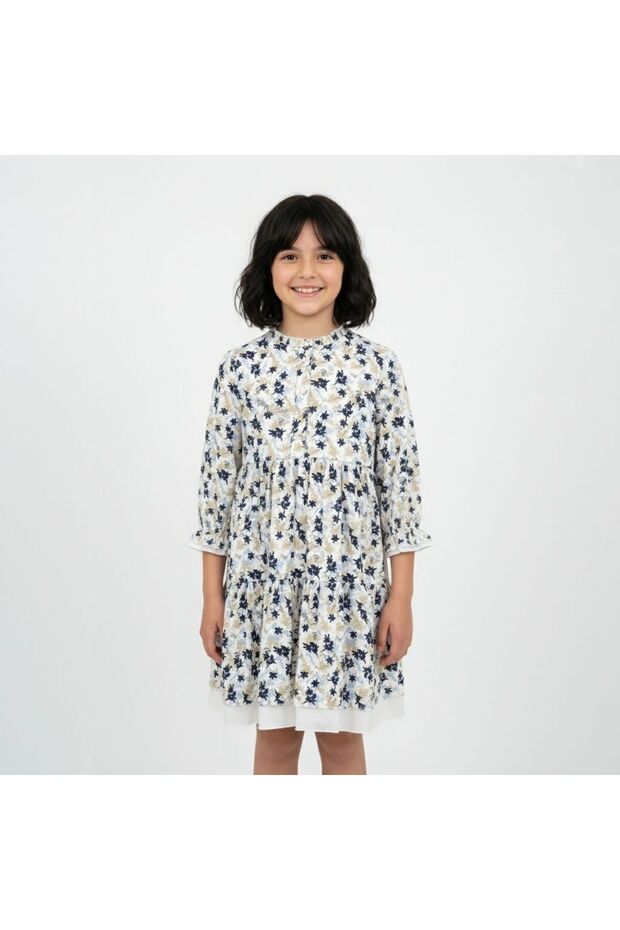 Patterned Vintage Girl's Leaf Pattern Woven Dress