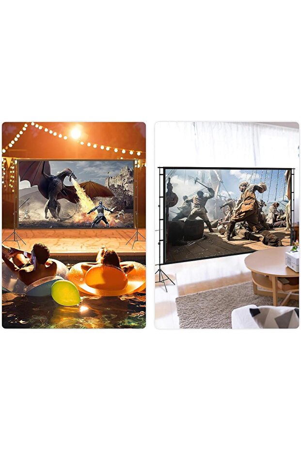 100 inch Portable Foldable Projector Screen with 2M High Tripod Stands Free Carrying Bag for In - 3